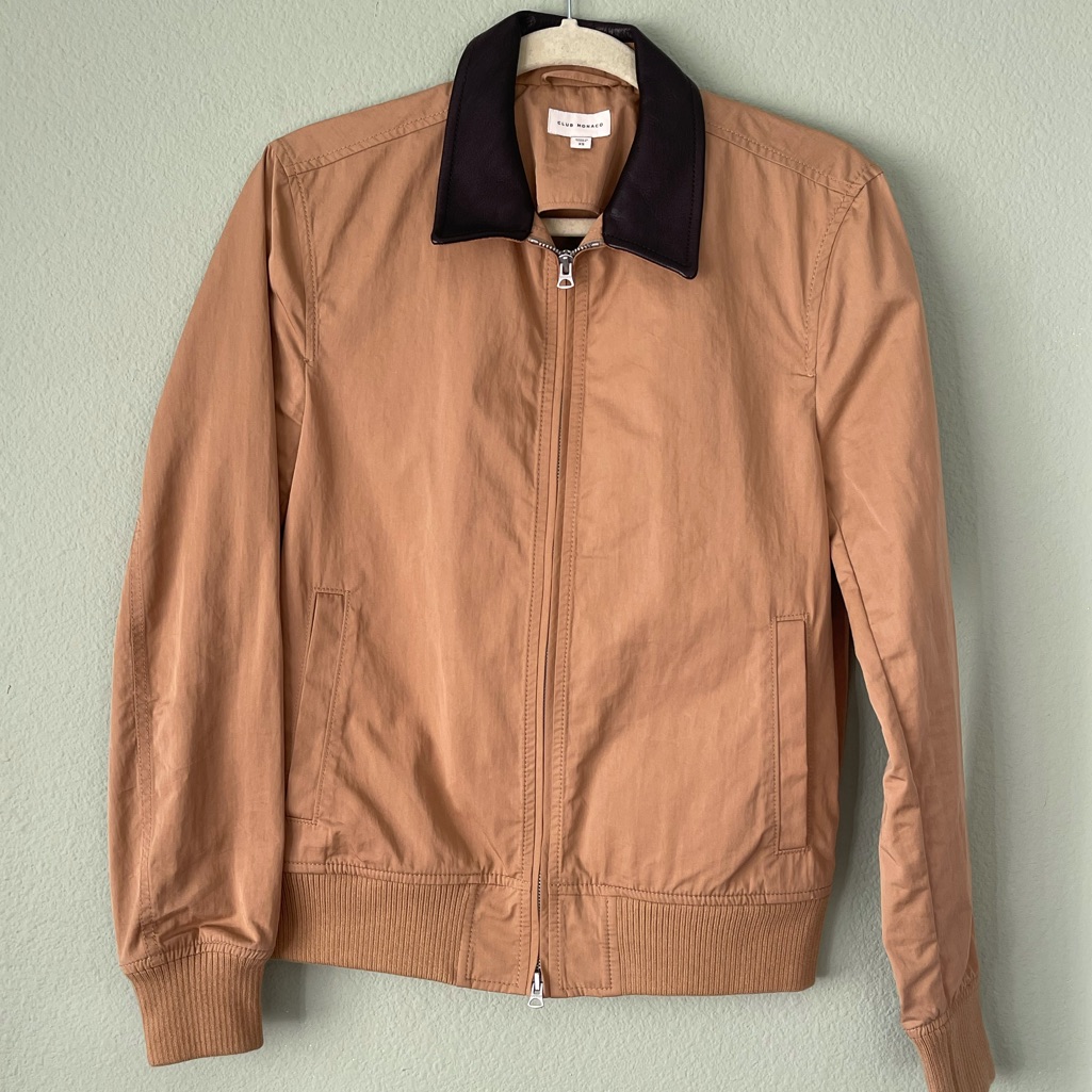 Men’s Club Monaco Leather Collar Tan Jacket Xs